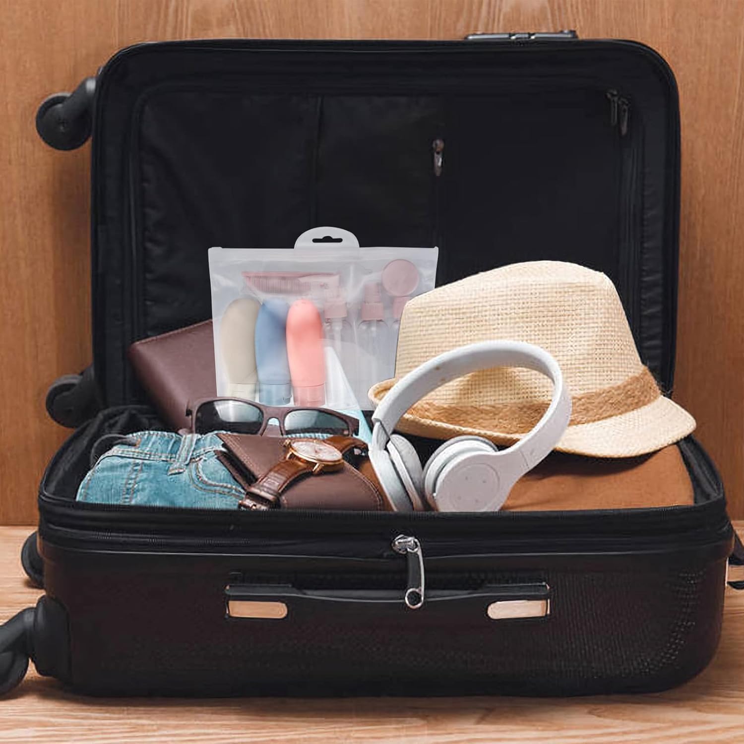 Padchaaya 11 pcs Silicone Travel Bottles, Travel Bottles for Filling, Part Travel Set with Toiletry Bag, Travel Bottle Set for Shampoo, Lotion, Conditioner, Shower Gel 4