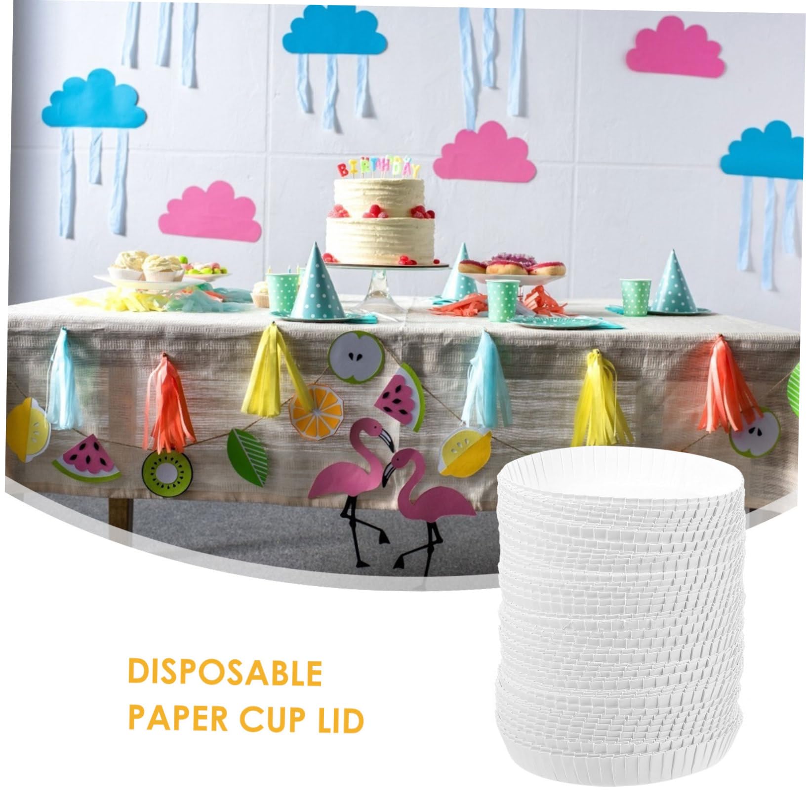 Gogogmee 100 Pcs Disposable Cup Covers Paper Cup Lids for Tea Coffee Milk Tea Easy to Use for Home Office Ktv Hotels