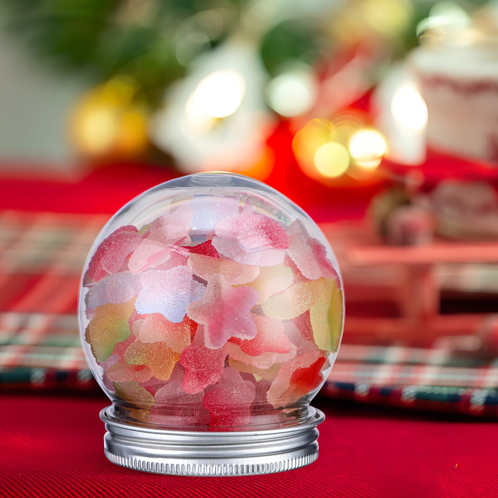 Bola de Nieve DIY Transparente de Plástico 150 Ml Tapa de Aluminio 10 Unidades para Manualidades y Decoración Navideña