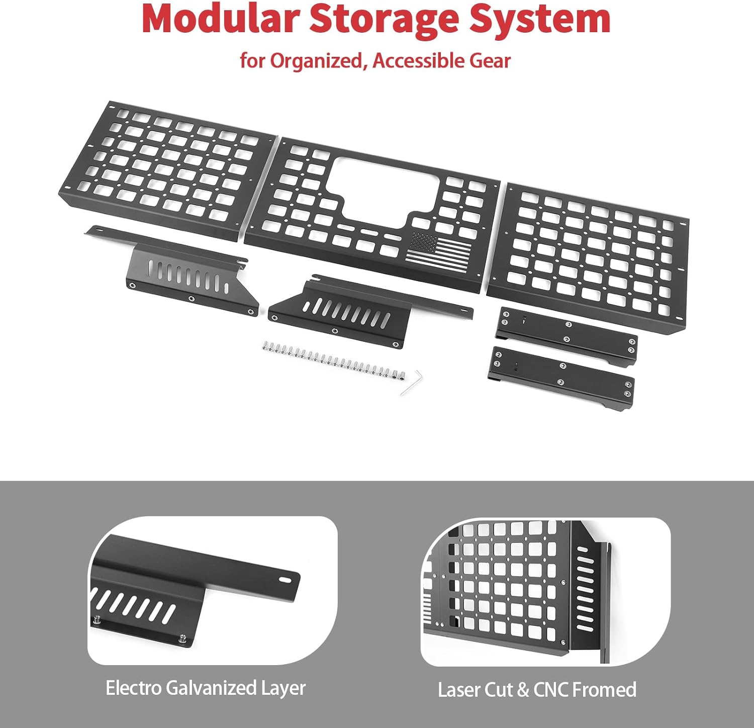Linskip Tailgate Bed Molle Expansion Panel Compatible with 2015-2022 Chevy Colorado & GMC Canyon, Rear Gate MOLLE Racks, Cargo Carrier Tool Organizer, Exterior Accessories