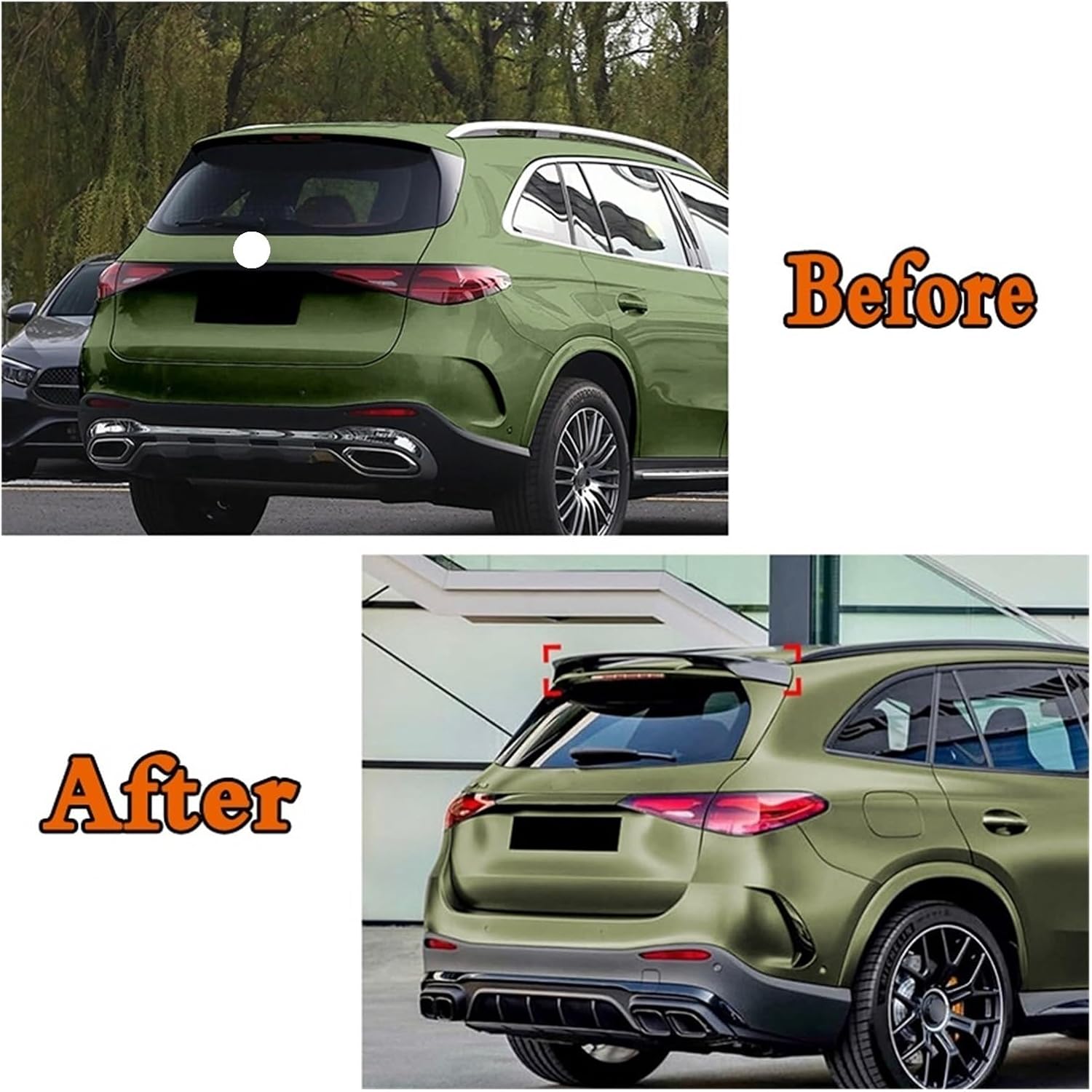 Compatible for Mercedes Foreign Version GLC X254 2023+ AMG Top Wing Car Tail Wing Fixed Wind Spoiler Rear Wing Modified Decoration Parts(Carbon Look)