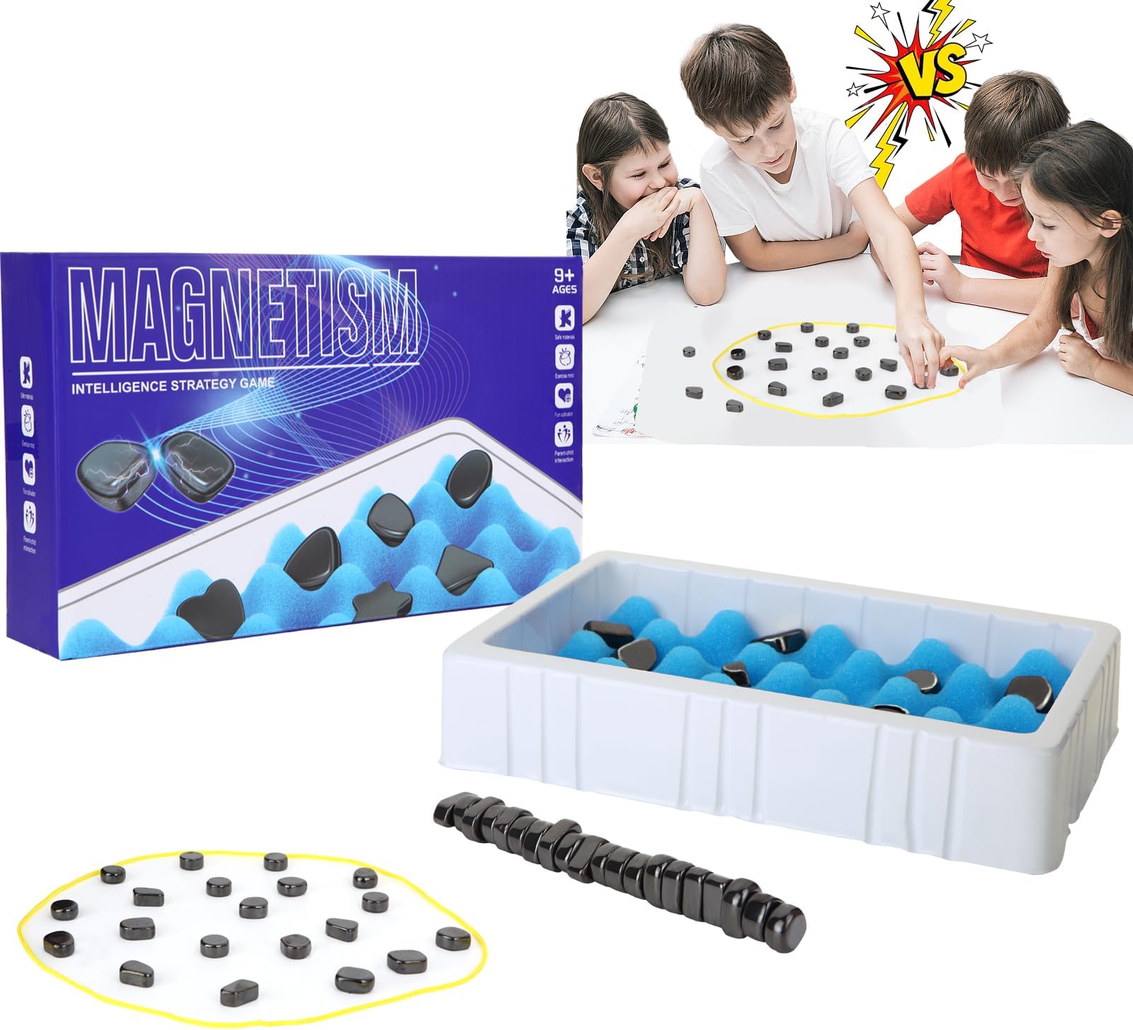2024 New Magnetic Chess Game with Stones, Family Puzzle Toy Board Games Set for Kids and Adult, Suitable for Entertainment Such As Travel,Camping,Family Gathering