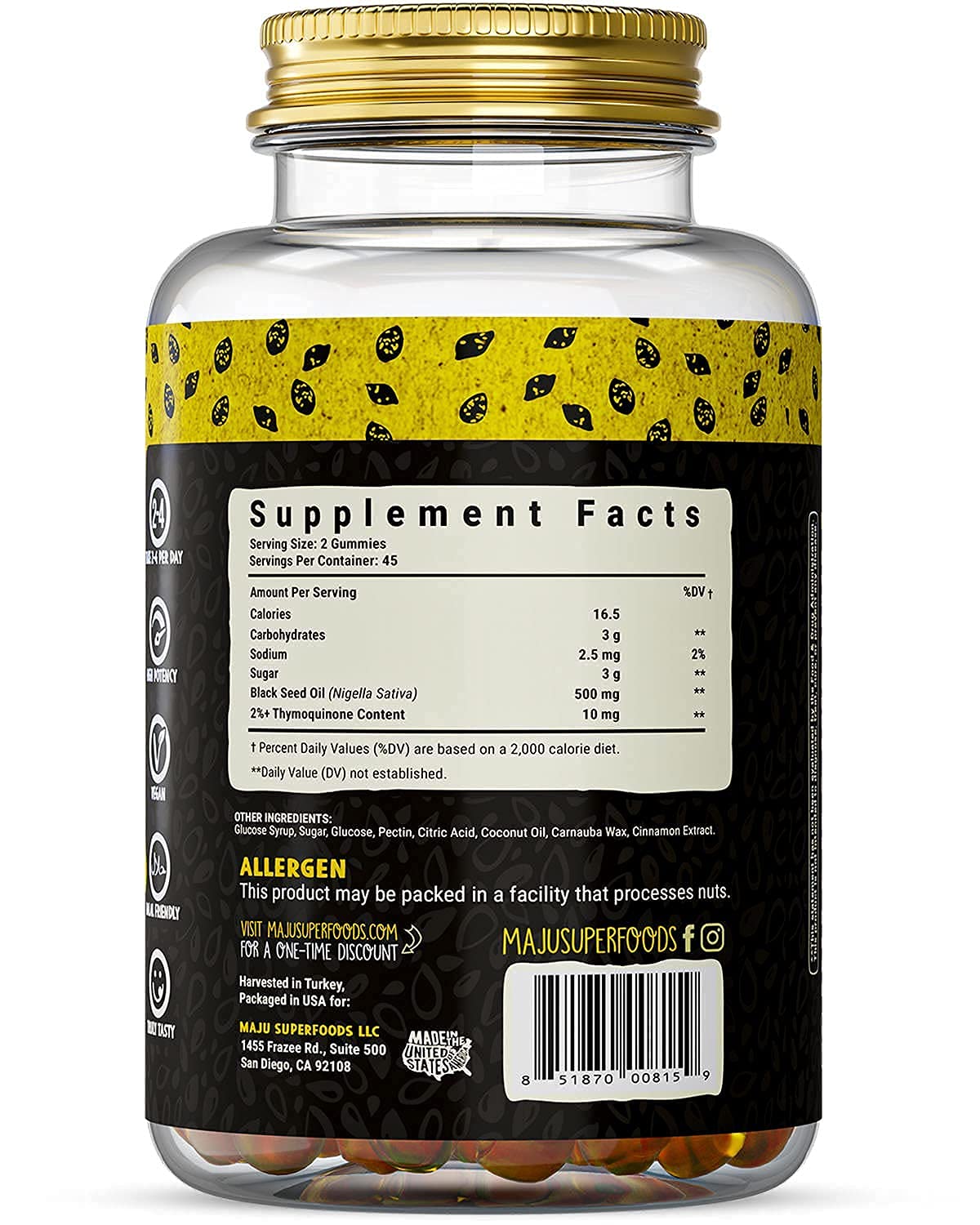 MAJU's Black Seed Oil Gummies World's First Gummy w/ 2+ Thymoquinone