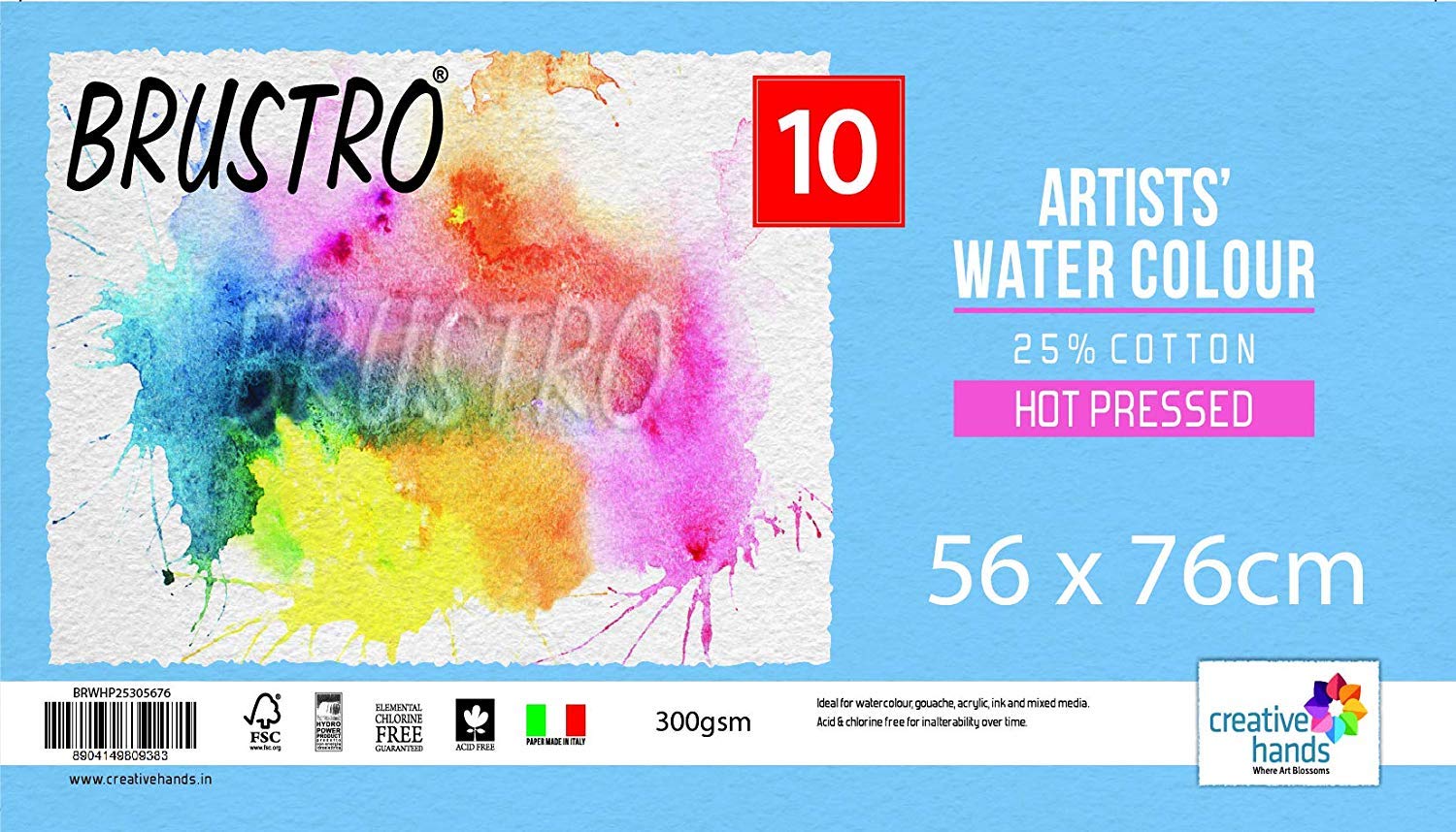 Brustro Artists Watercolour Paper 25% Cotton Hot Pressed 300 GSM, Size - 56 x 76 cm, 10 Sheets (B07SC6DKXY) Amazon Price History, Amazon Price Tracker