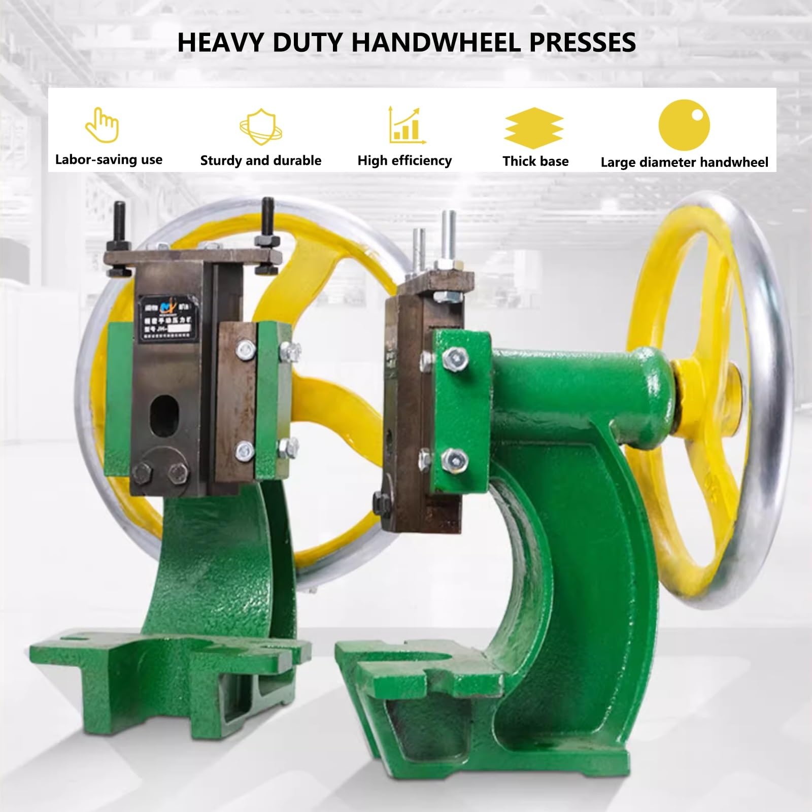 Prensa de eje resistente, prensa manual de rueda manual, prensa industrial plana para perforar, doblar y extrusión, hierro fundido de 0.4 a 1.2 toneladas, herramienta de banco de precisión