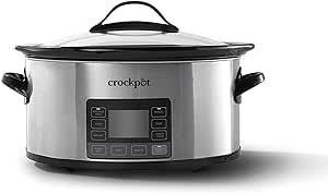 Crock-Pot MyTime Technology 6 Quart Programmable Slow Cooker and Food Warmer with Digital Timer, Stainless Steel (2137020)
