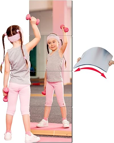 Espejo irrompible de longitud completa espejo irrompible para niños espejo de cuerpo completo para pared extra grueso de 016 pulgadas 4 piezas de 14