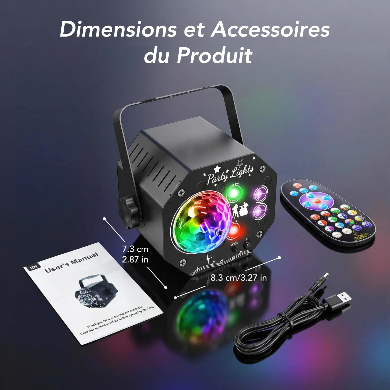 Tomshine Mini Jeu de Lumière Disco 3 en 1 avec Lumière UV Noire, Boule Magique RGB Rotative et 72 Motifs, Stroboscope Lumière DJ avec Télécommande pour Soirée, Fête, Anniversaire, Bar