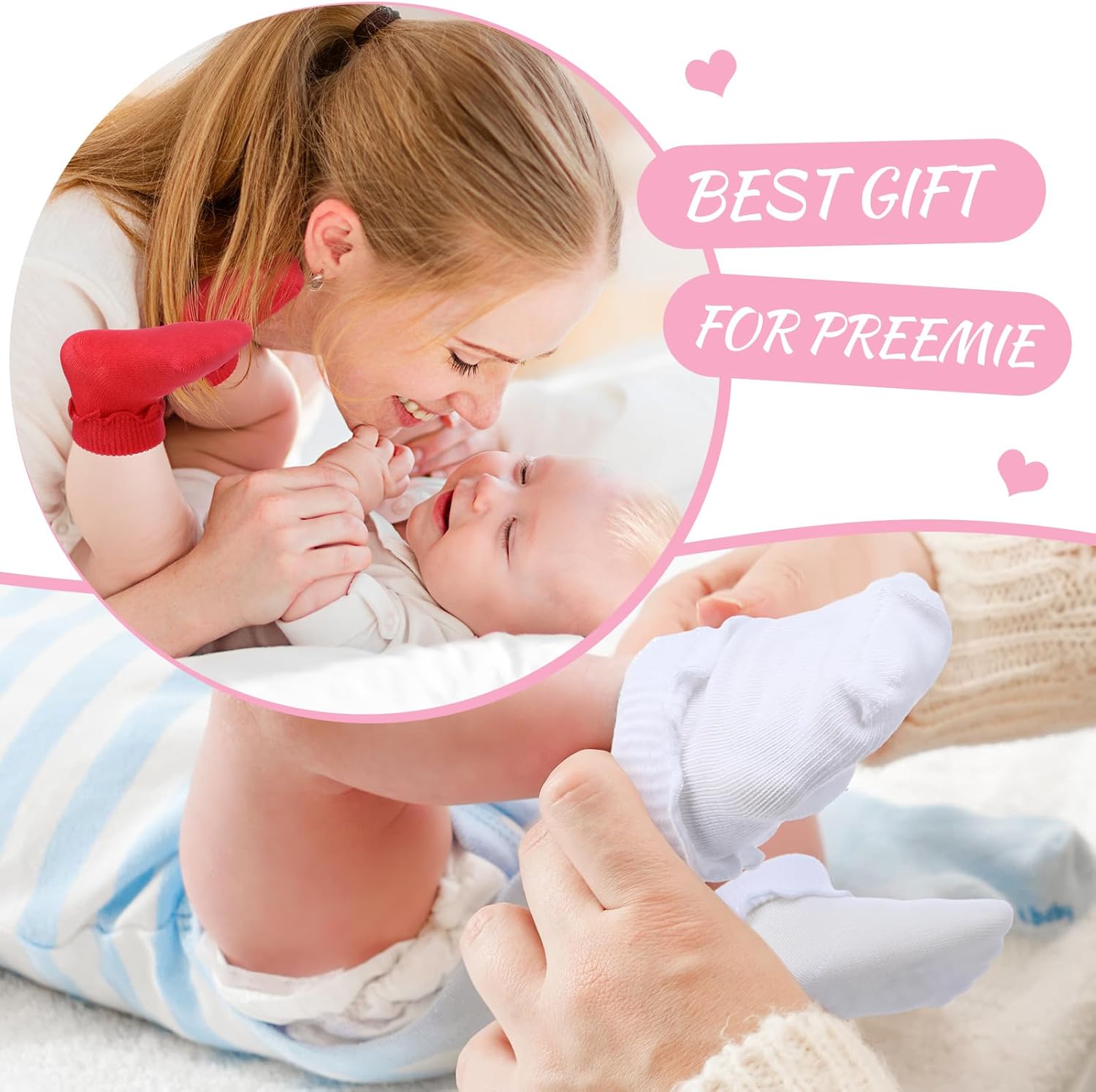 Toulite 24 Pairs Preemie Socks Preemie Cotton Ruffle Socks Turn Cuff Nicu Baby Gift for Hospital Premature Newborn Girls Boys - Image 6