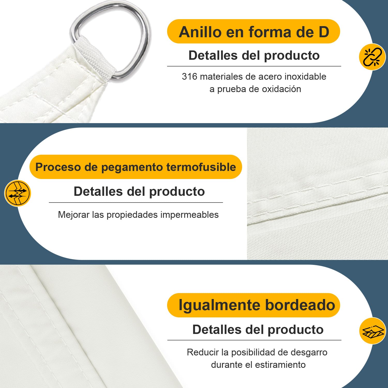 Cool Area Toldo Vela de Sombra Impermeable Rectangular 3x5m Protección UV PES Toldos para Patio Exterior Jardín Terraza-Arena — view 72