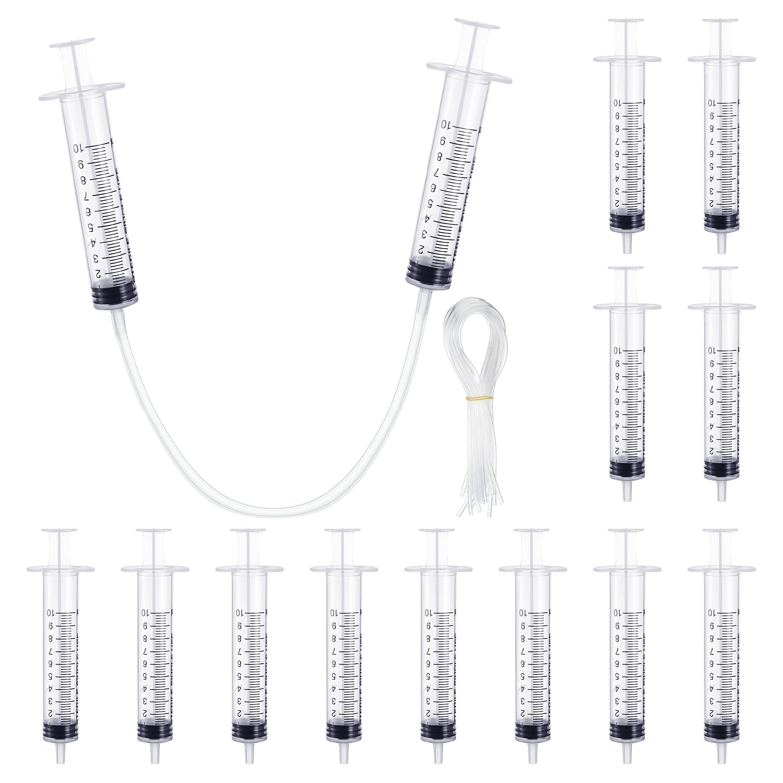 Threlaco 12 Pcs Hydraulic and Pneumatic Kit 10ml Plastic Syringe 20in Vinyl Handy Tubing for Science and Engineering Projects for Back to School Classrooms Scientific Labs