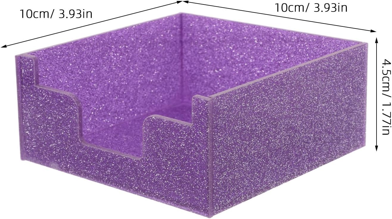 Glitter Acrylic Notepad Holder for Desk Purple Memo Pad Organizer with Easy Refilling and Versatile Storage, for Office or Dining Area, Modern Style Note Dispenser for Men
