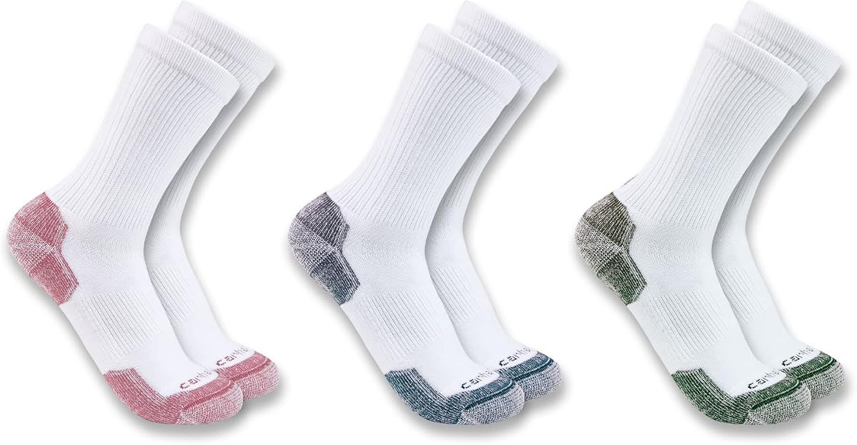 Carhartt Calcetines de mezcla de algodón de peso medio para mujer, paquete de 3