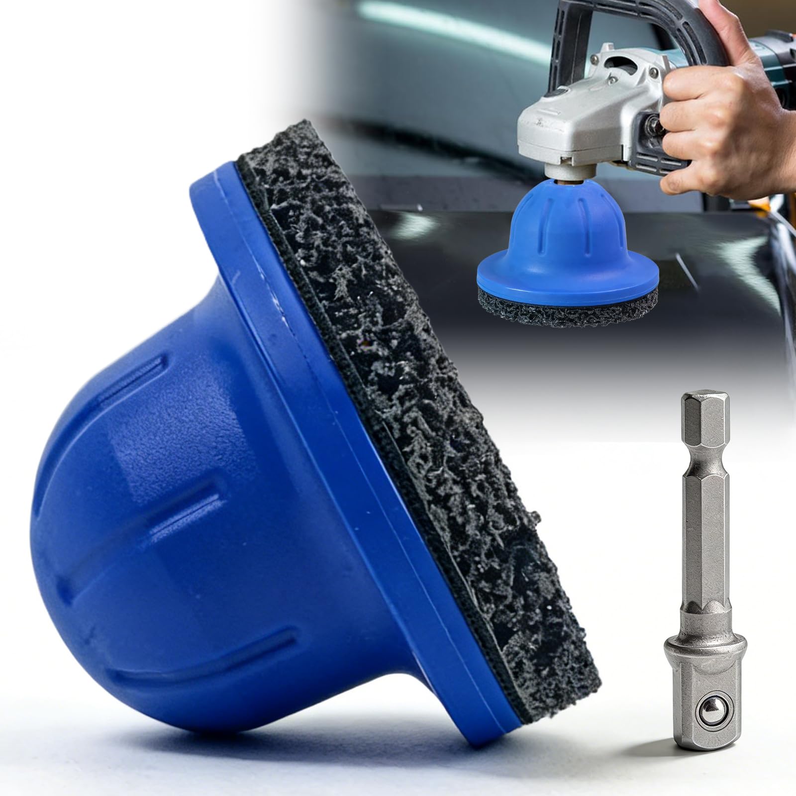 Smerigliatrice per mozzo ruota blu, con ruota abrasiva da 90 mm a 150 mm, attacco quadrato da 1/2", per la cura dei cerchioni, per la rimozione della ruggine dei mozzi delle ruote