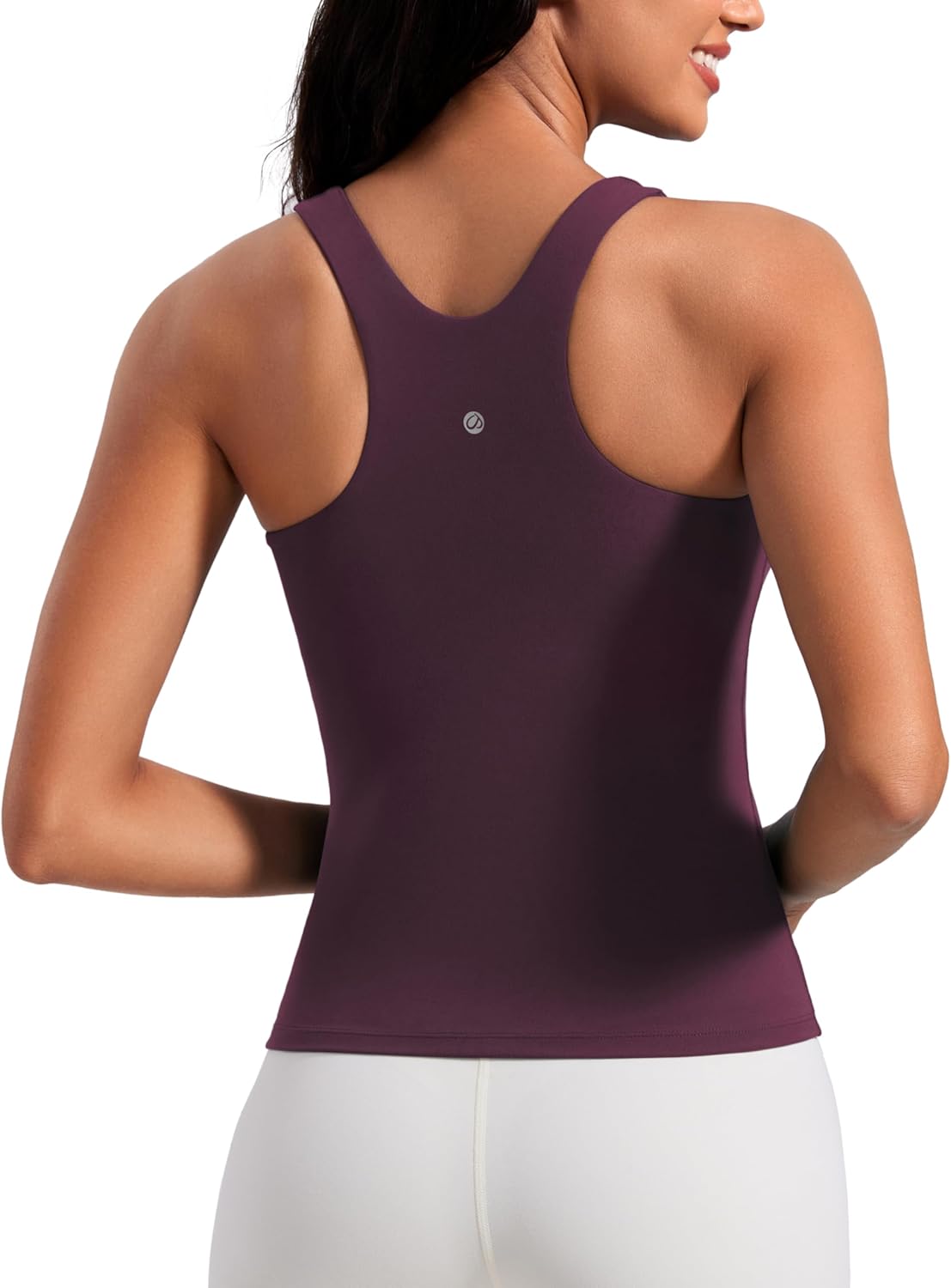 CRZ YOGA Butterluxe Workout Tank Tops for Women - Racerback Padded High Neck Yoga Athletic Shirt with Built in Bra
