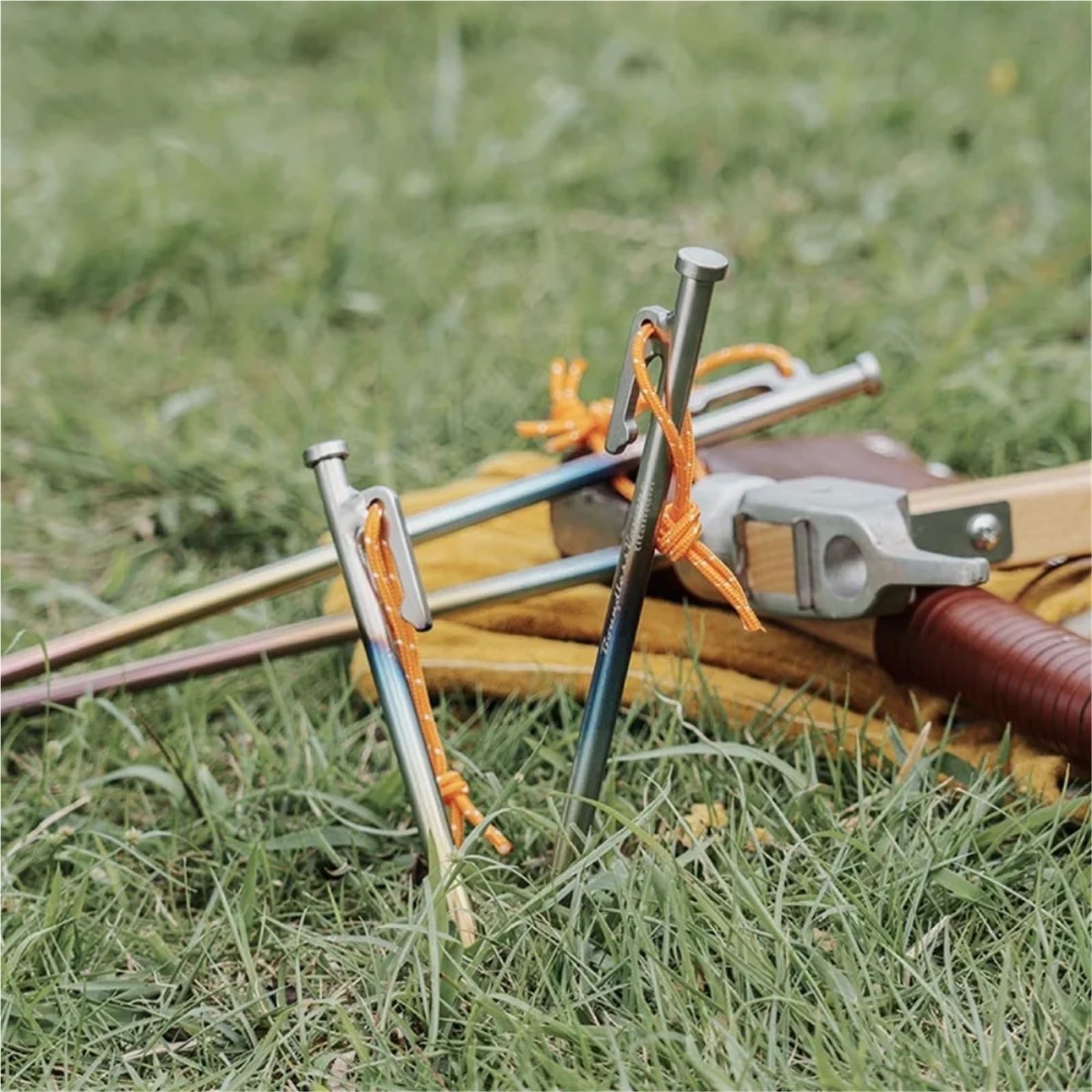 Śledź namiotowy, Zestaw 6 szt. tytanowych śledzi do namiotu, wytrzymałych kołków kempingowych, 20-40 cm, gwoździe mocowania baldachimu twardego gruntu(24cm)