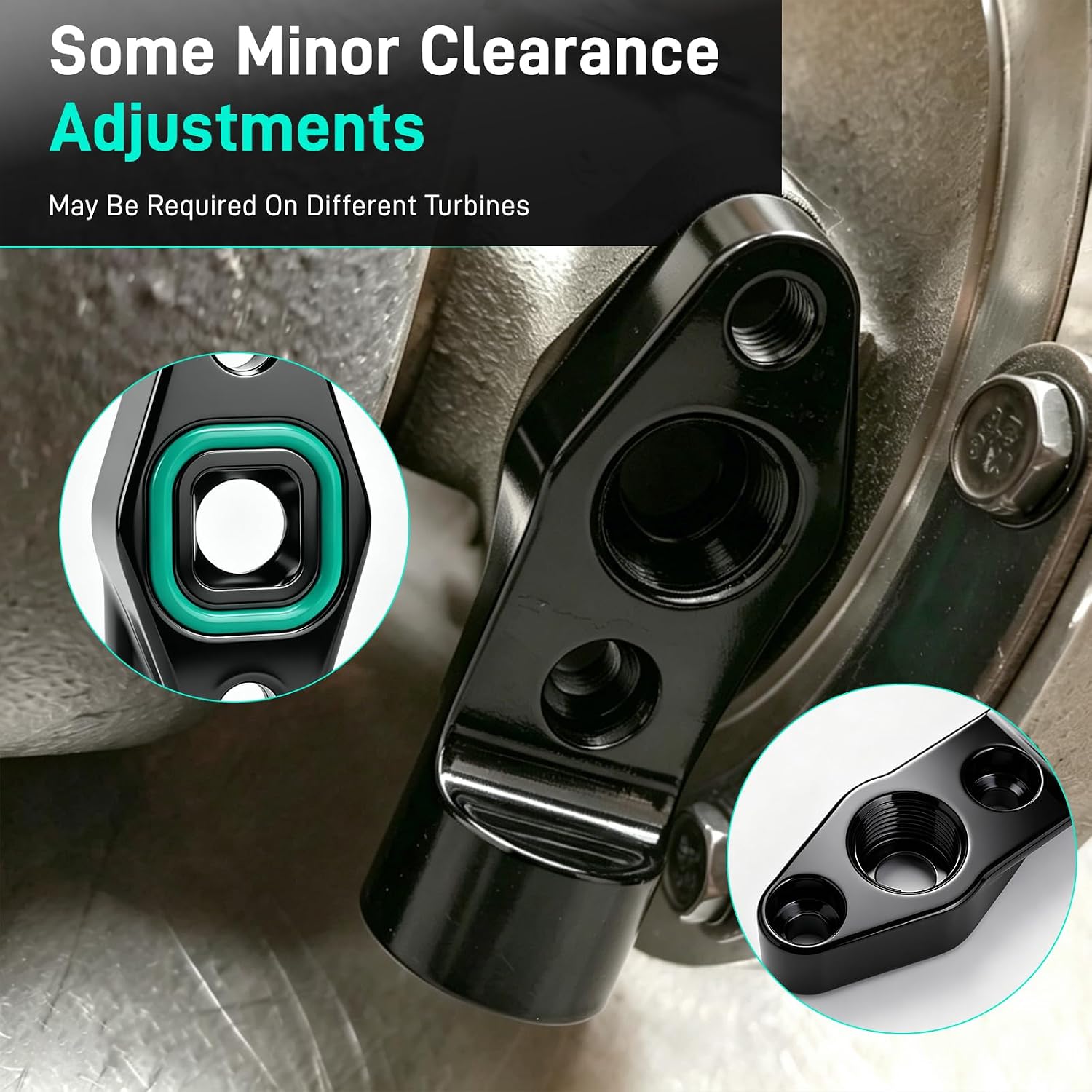Turbo Mount with O-Ring, 10AN Turbo Oil Drain Mounting Compatible with T4/T6 Mid Frame Turbos, Carbon Steel