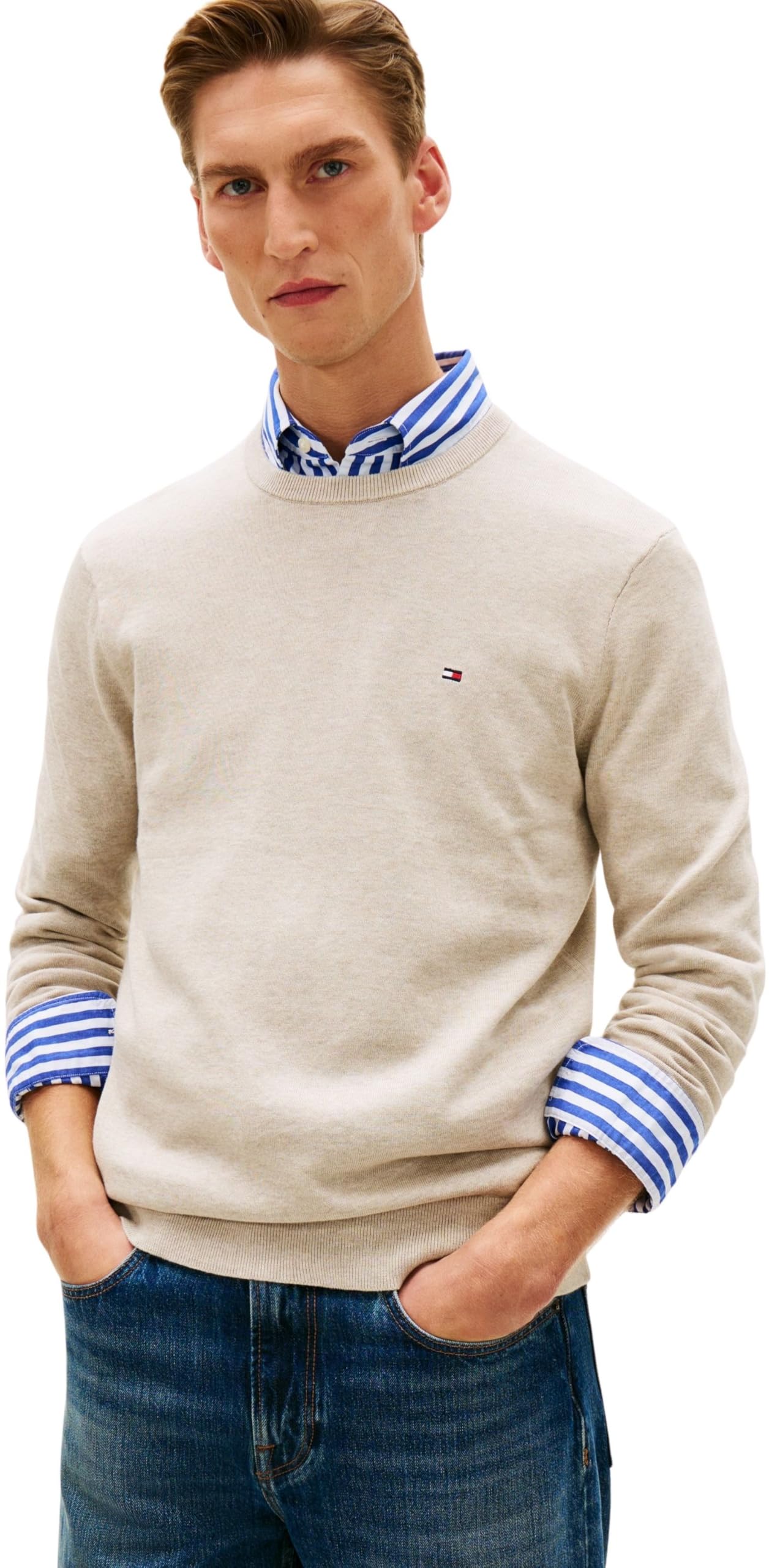 Tommy Hilfiger Herren Pullover Essential Cotton mit Rundhalsausschnitt