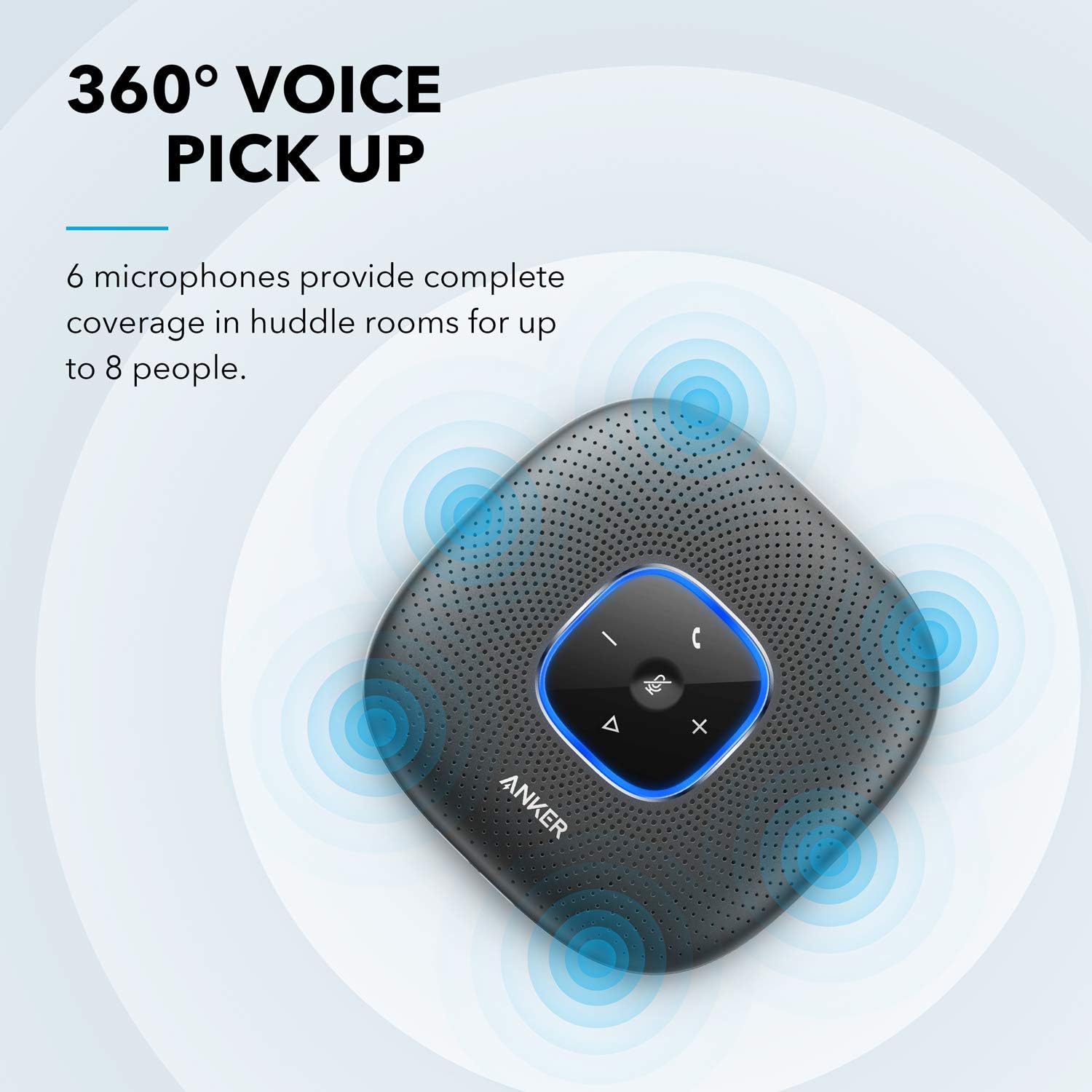Anker PowerConf+ Bluetooth Speakerphone with Bluetooth Dongle, 6 Mics, Enhanced Voice Pickup, 24H Call Time, Bluetooth 5, USB C, Conference Speaker, Compatible with Leading Platforms, for Home Office : Office Products