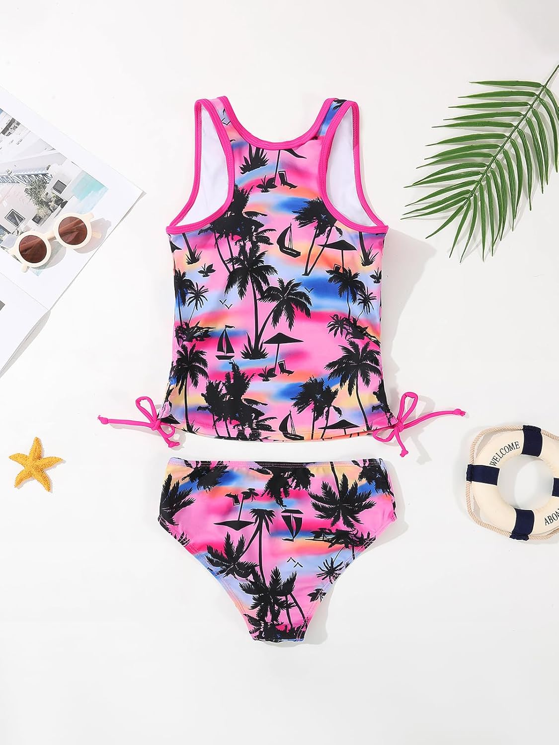 Patgoal Girls 3 Piece Bathing Suit Summer Racerback Top Bikini Swimsuit with Shorts Beach Tankini Sets - Image 7