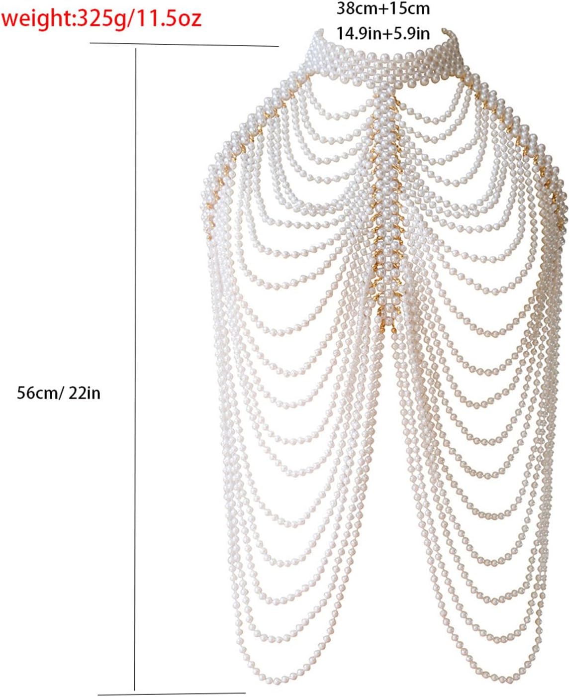 ファッショナブルパールカラーネックレスボディチェーンジュエリーパーティーコスチュームヴィンテージパールブラジャーパーティーダンサー用