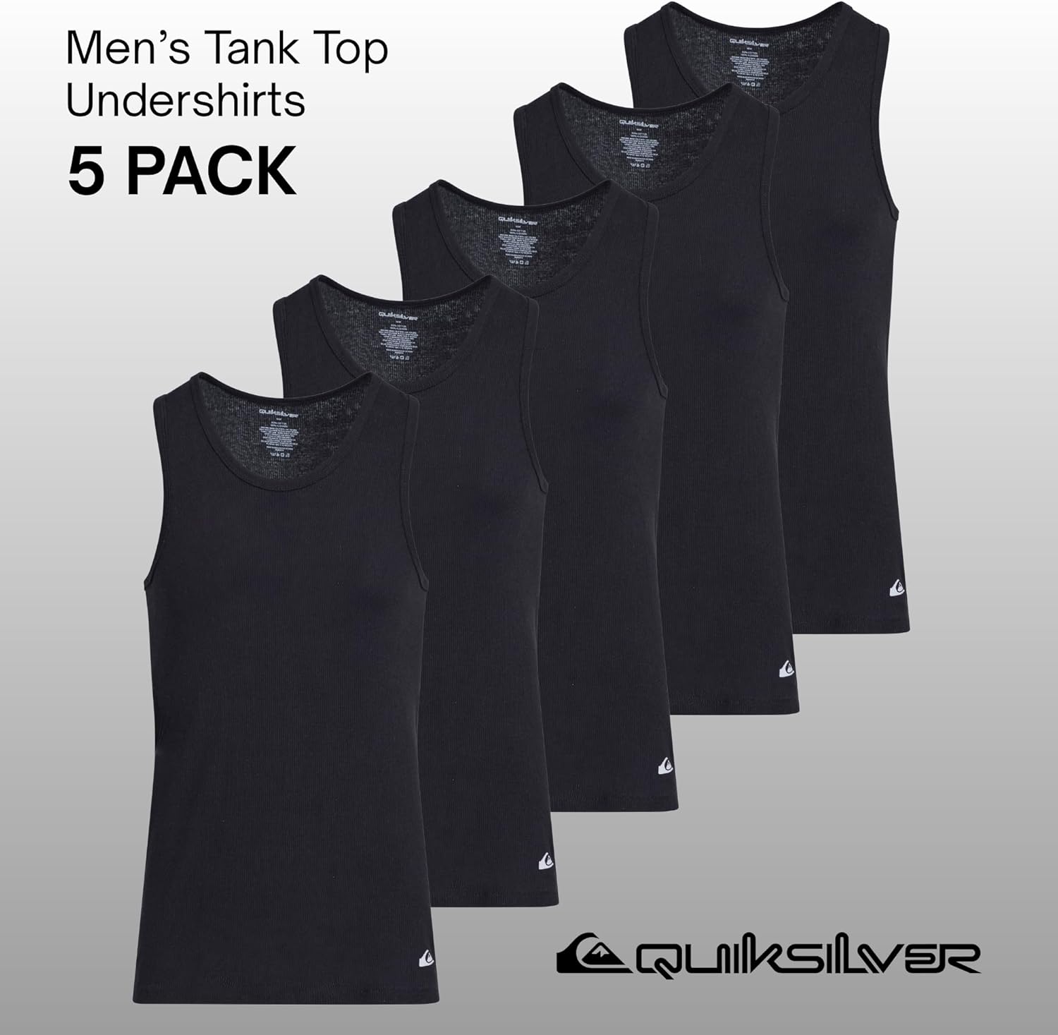 Quiksilver Undershirt Tank Tops for Men - 5 Pack Lightweight Ribbed Tanktops - Image 2