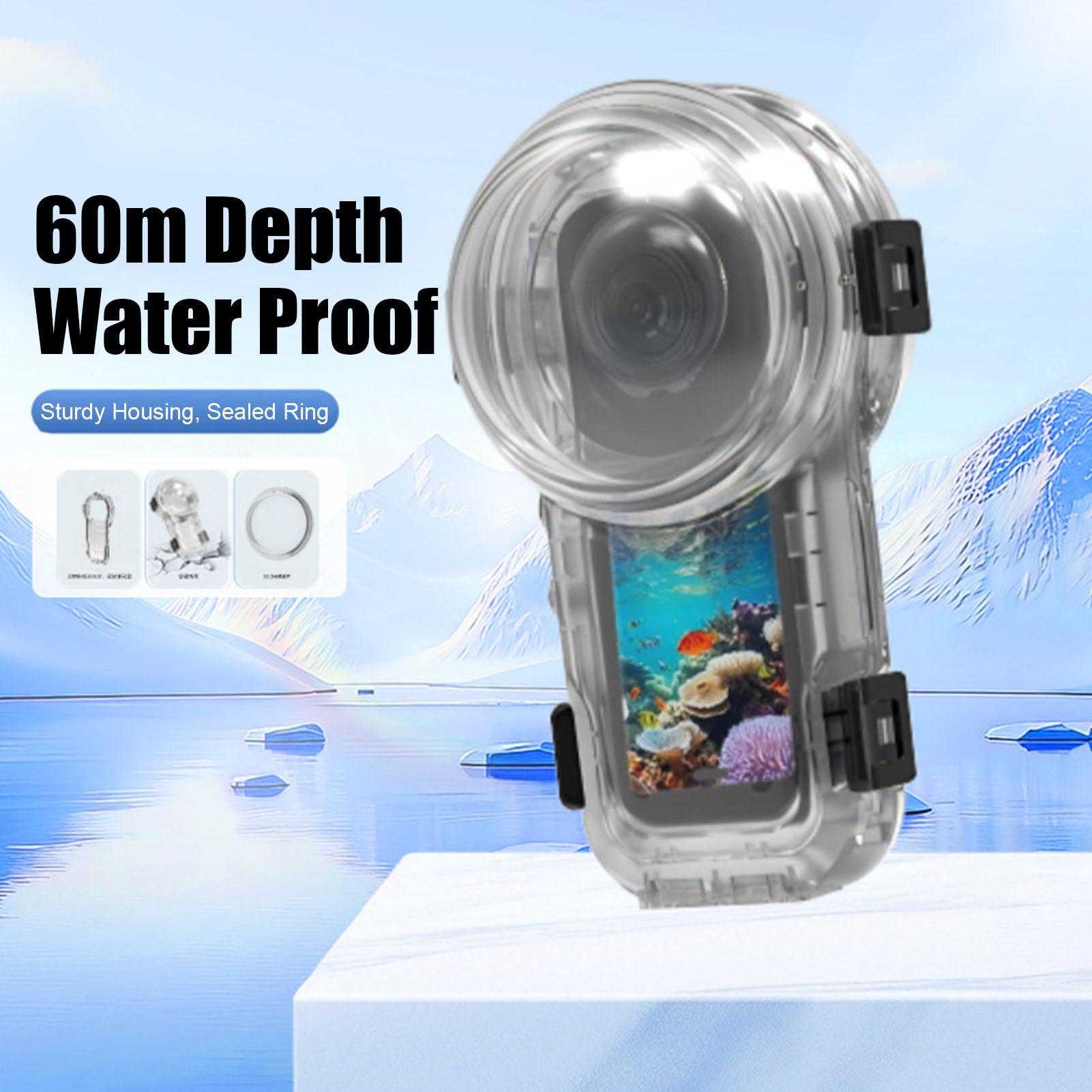 Fabater Custodia per Fotocamera Subacquea Custodia Resistente Impermeabile 60M Sigillata per attività Subacquee X5 PC PMMA