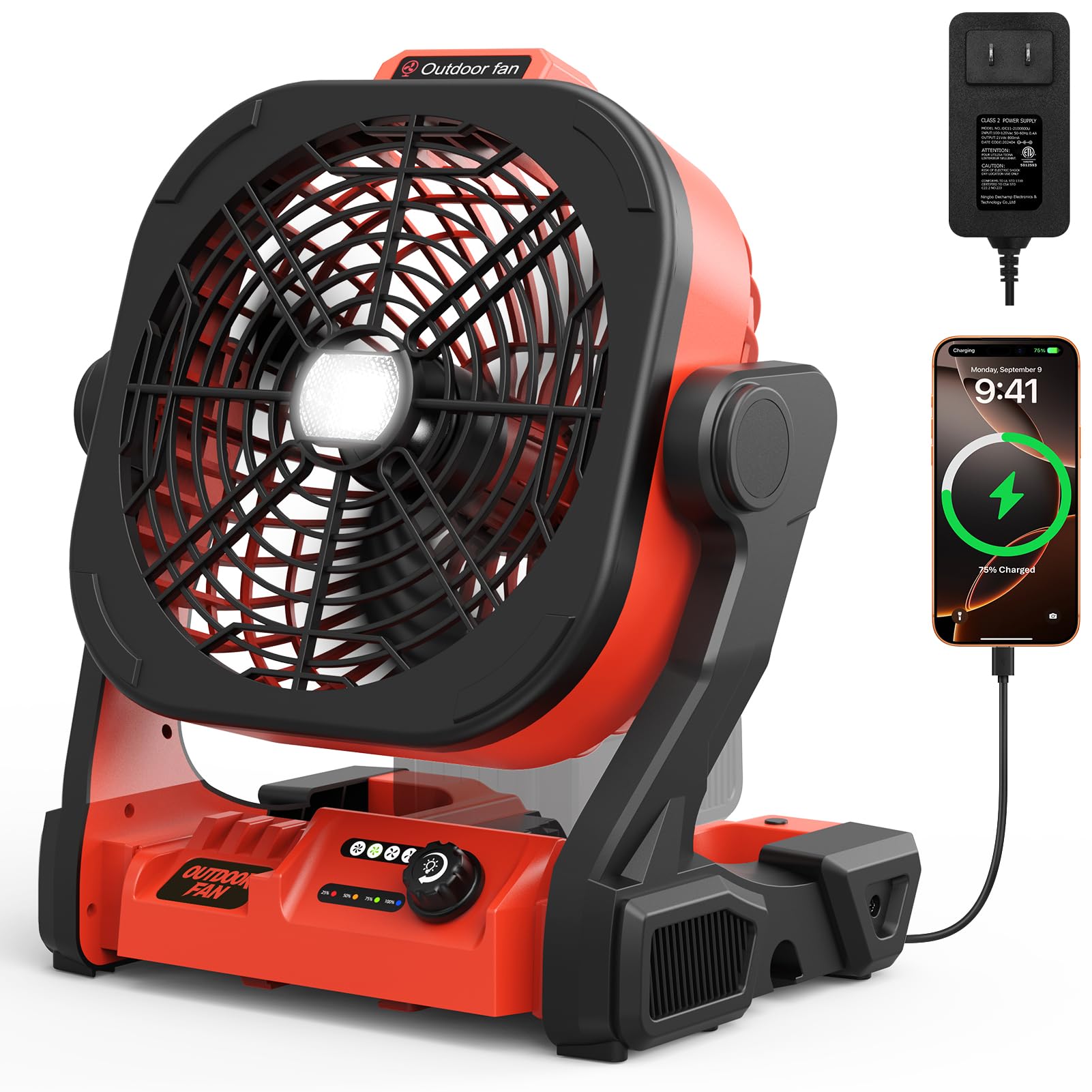 Battery Operated Fan for Milwaukee M18 battery, Portable Fan with USB A/C Charging & AC A…