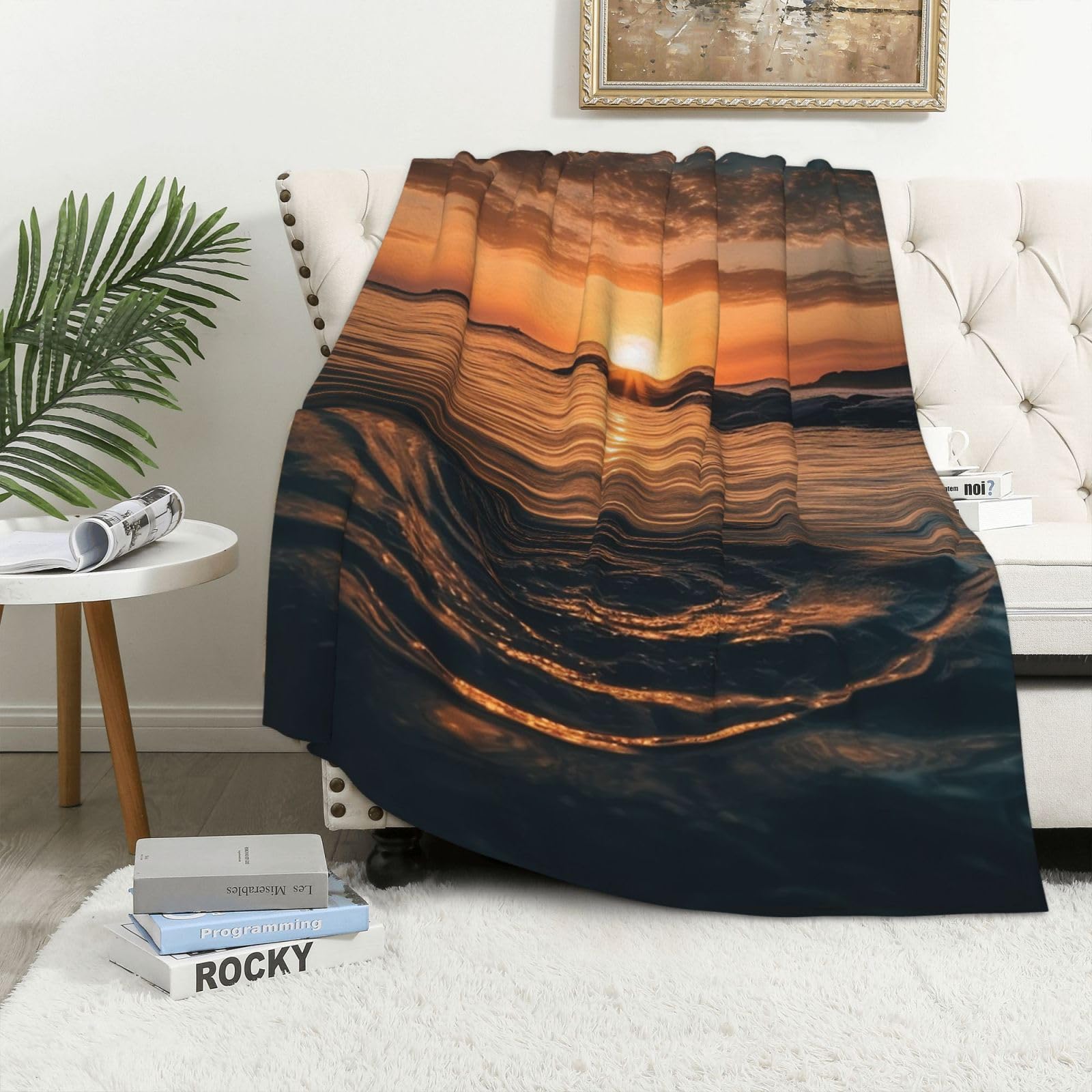 Couverture en peluche légère pour des soirées canapé cocooning au coucher de soleil