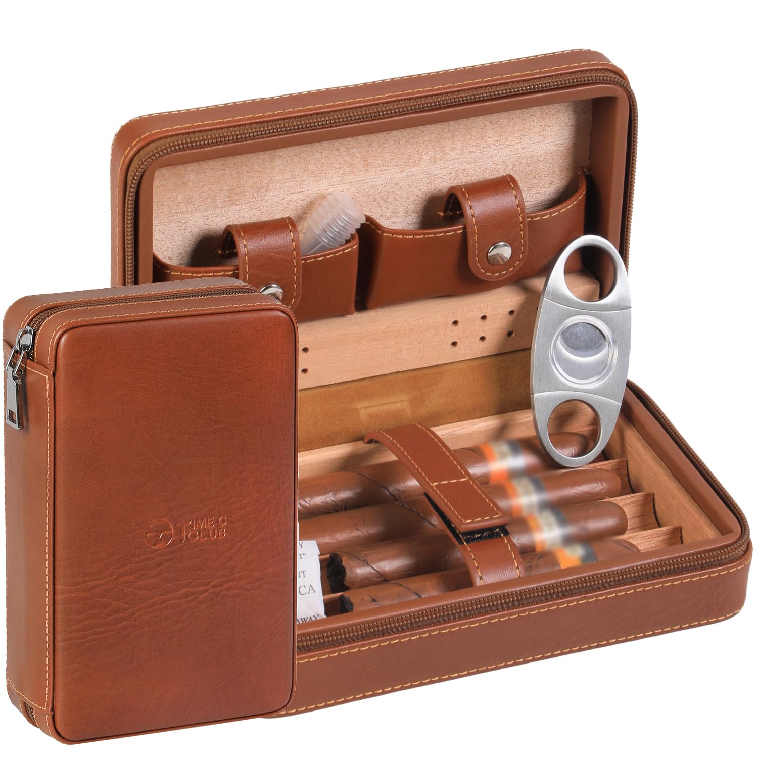YUNHOME Portasigari Sigaro Tubo Pocket Scatola Portasigarette Cigare Tube 5 Piped Ciga Cork Portable Snow Cartridge Imported Cedar Wood Idratante Sigaro Scatola Idratante Portable