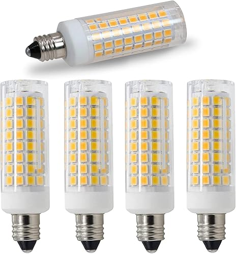 Paquete de 5 bombillas LED E11 7 W 75 W equivalentes a halógenos, regulable E11 Mini base de candelabro blanco cálido JD T3 T4 bombilla de maíz para