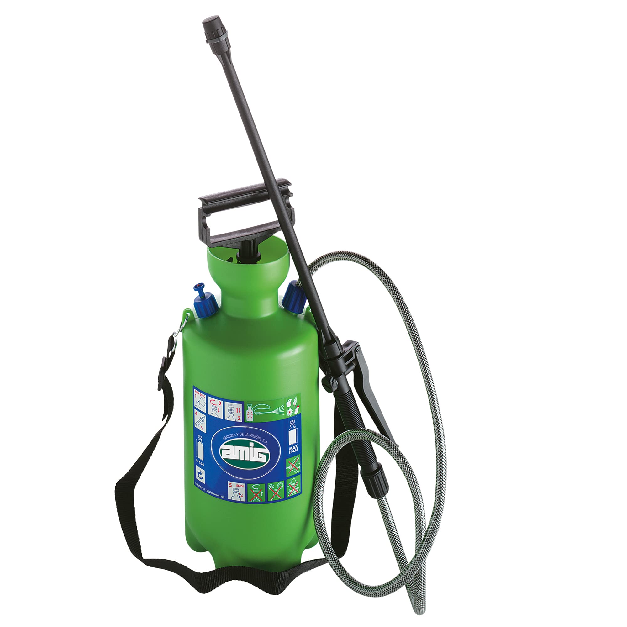 Amig - Pulverizador a presión - Modelo 2000 - Riego de jardín - Boquilla Regulable - Capacidad: 5L - Incluye Correas
