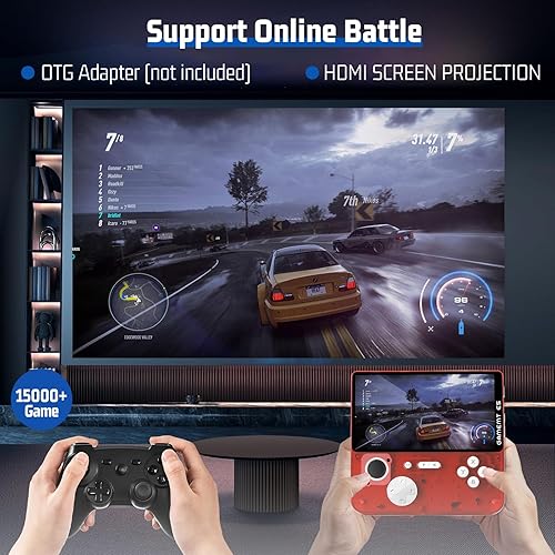 Miniatura 6 de Consola de juegos portátil retro, pantalla IPS de 5 pulgadas, sistema Linux, tarjeta TF de 64 GB preinstalada con más de 15000 juegos clásicos, 1280