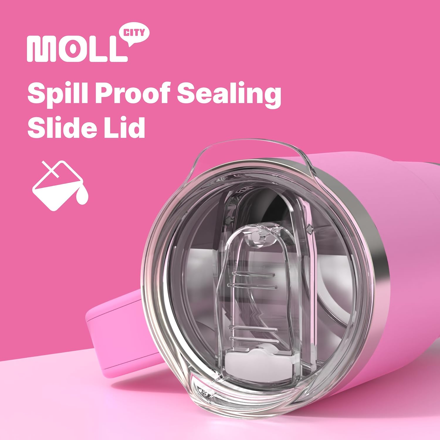 Kids Tumbler-16 oz Stainless Steel Double Wall Vacuum Insulated Tumbler Cup with Lid and Straw Travel Coffee Mug with Handle(Hot Pink) - Image 4