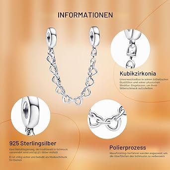 925 Sterling Silver Charm for Women's Bracelets Valentine's Day Eternal Love Clip Secure Chain Dangle Charm Gifts