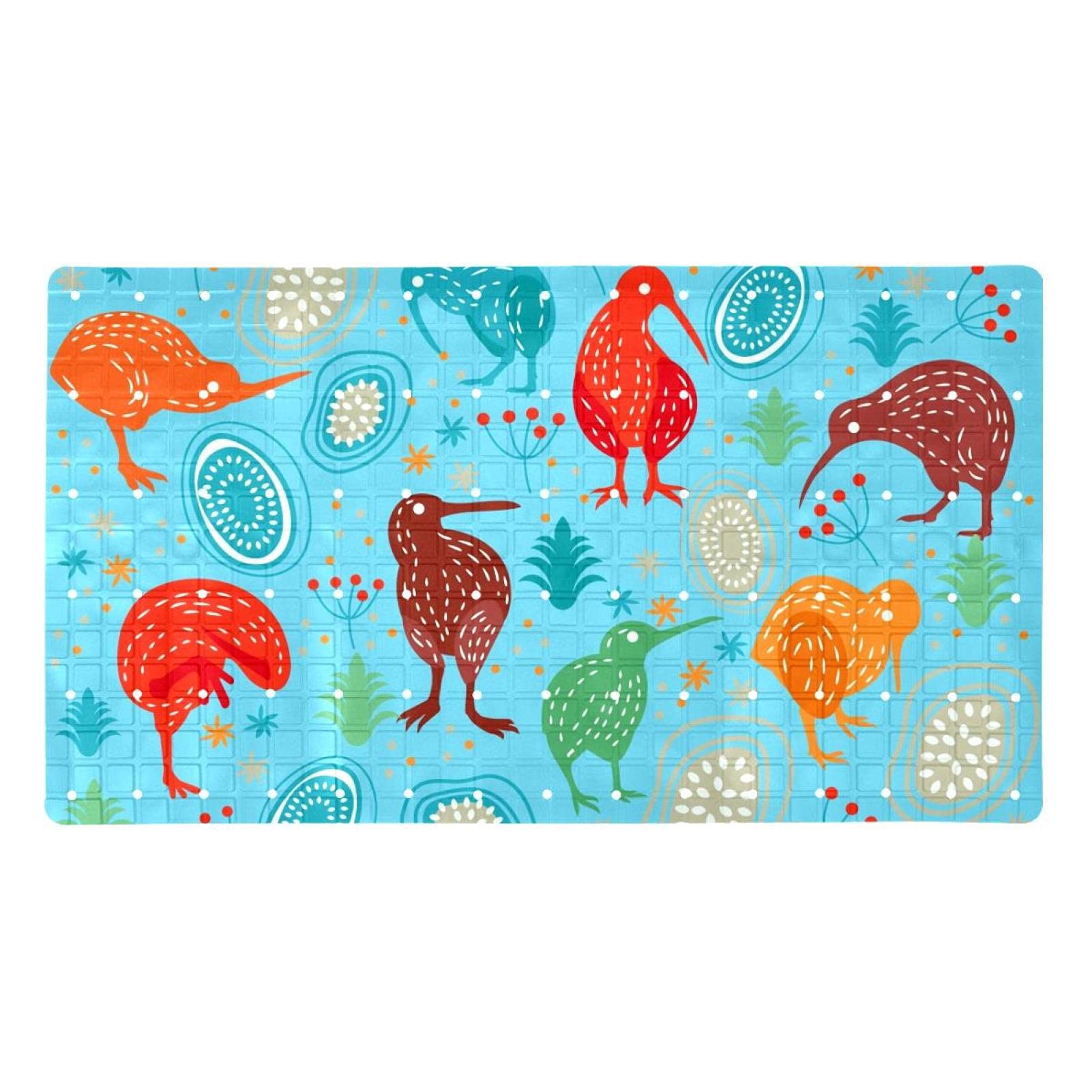 Tapis de bain antidérapant PVC lavable 40x70 cm bleu à ventouses de douche