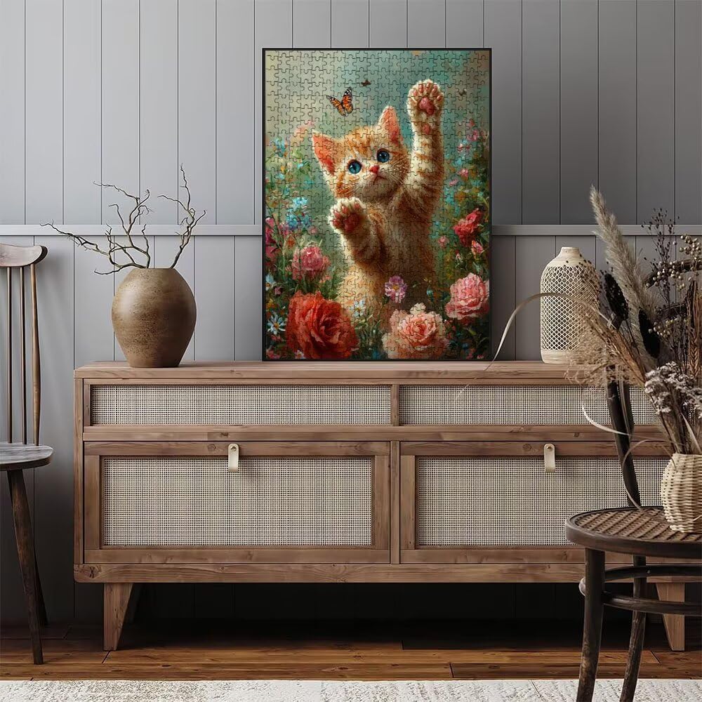 Puzzle 2000 sztuk, piwonia kot puzzle dla dorosłych 2000, drewniane puzzle, klasyczne gry edukacyjne, niemożliwe wyzwanie, gry i zajęcia rodzinne, prezent kreatywny DX0YL1-718