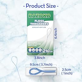 RAZOKO Floss Threaders | Dental Floss Threaders for Braces, Bridges, and Implants |210PCS (Pack of 3)