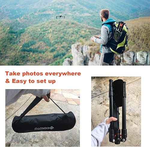 Miniatura 5 de GEEKOTO Trípode magnético de 58 pulgadas, trípode compacto de aleación de aluminio ligero Magsafe con cabeza de bola panorámica de 360 grados,