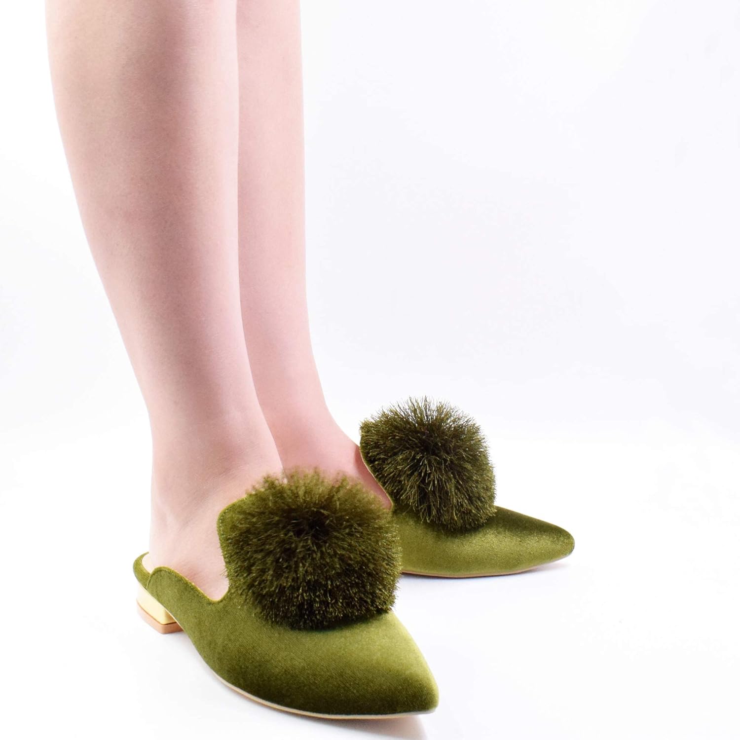 Women's Backless Comfort Slip On Loafers Flats Cute Pom Pom Mule Slippers Casual Shoes - Image 5
