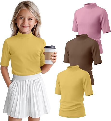 LessonZoo 3 Pack Girls' 1/2 Sleeve Shirts, 3-Color, 11-12 Years