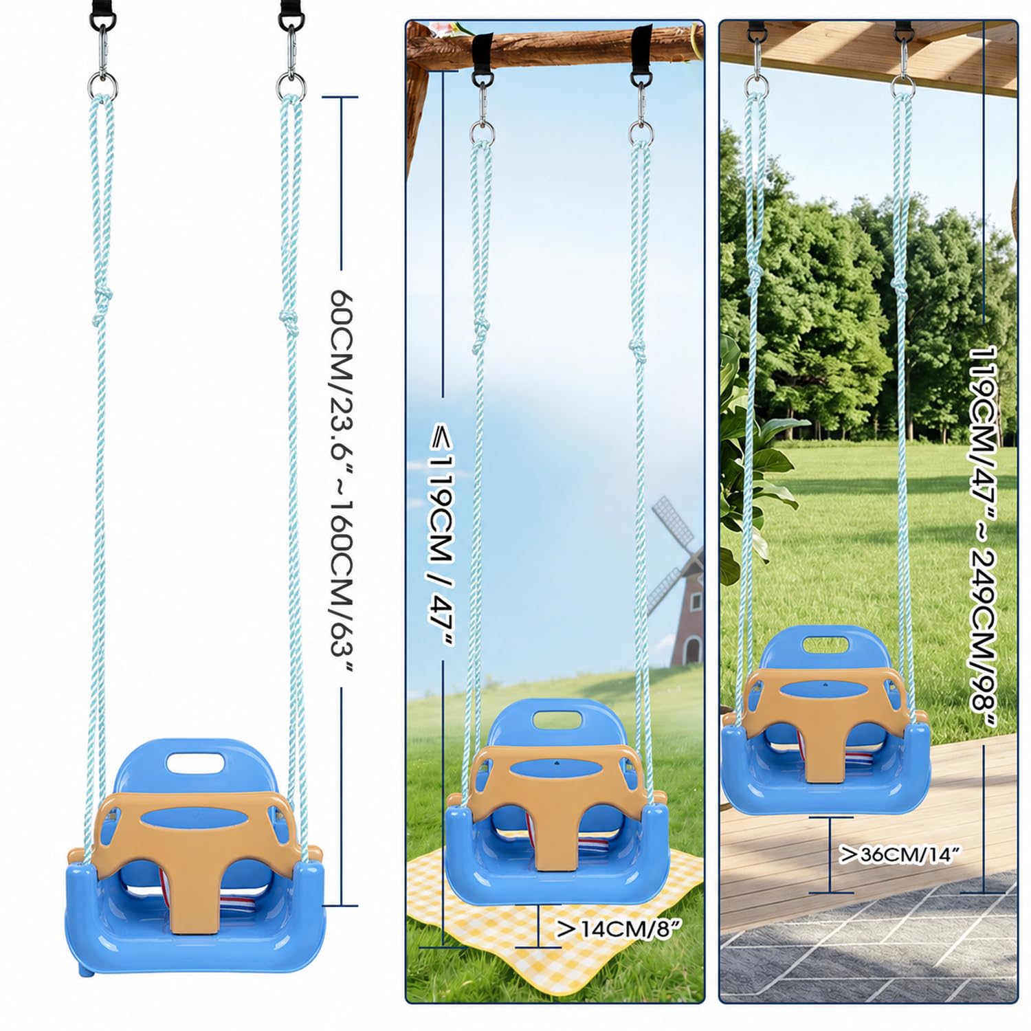 KINSPORY Balançoire pour Enfants, balançoire 3 en 1