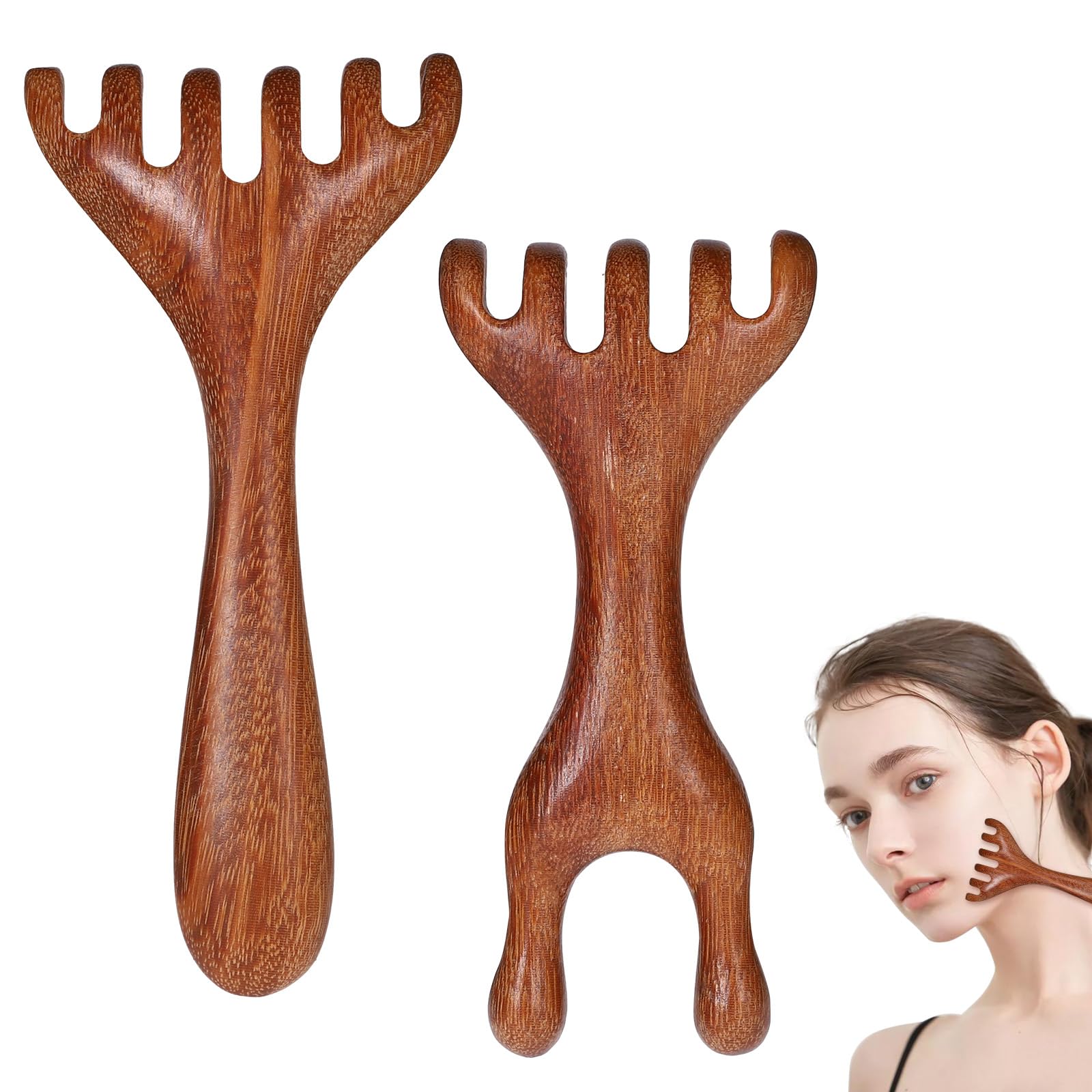 2 Pcs Massager Comb Wooden Scalp Massager Comb Six-Claw Meridian Massage Combs Wide Tooth Five Claw Therapy Comb