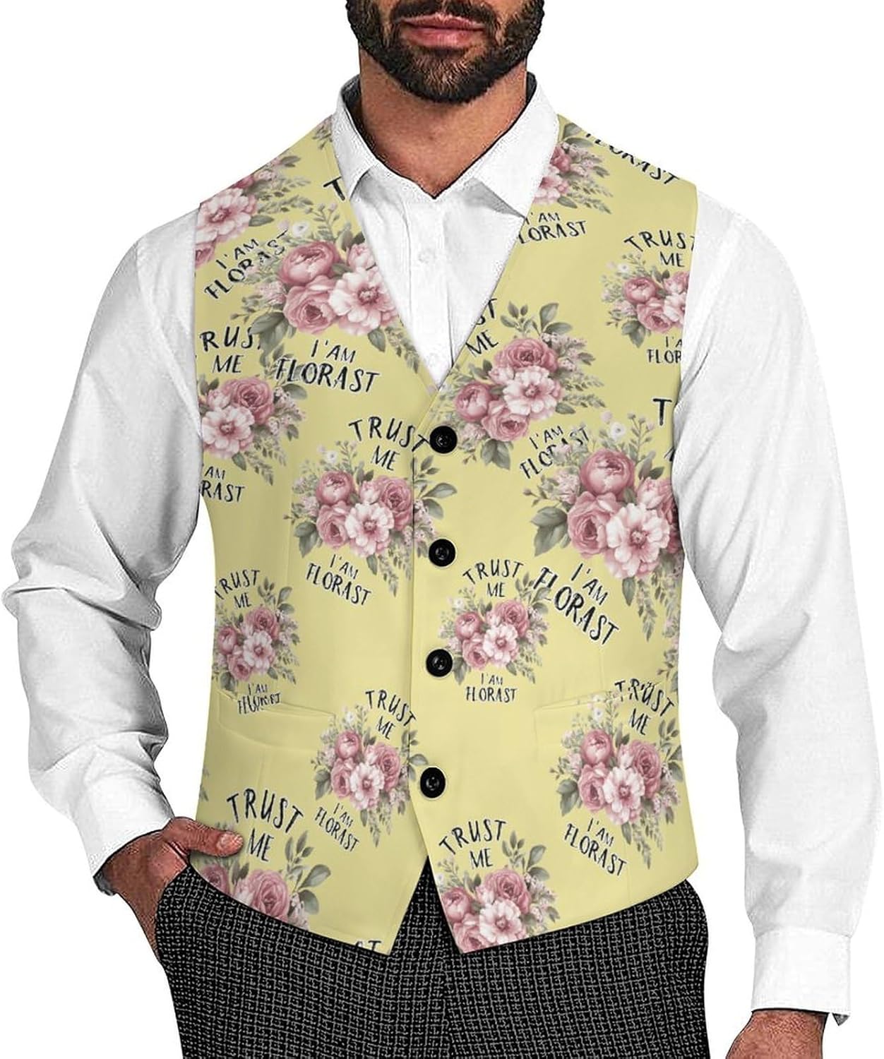 Trust Me I Am A Florist Suit Vest for Men Casual Business Tuxedo Slim Fit Suit Vests Lightweight Waistcoat