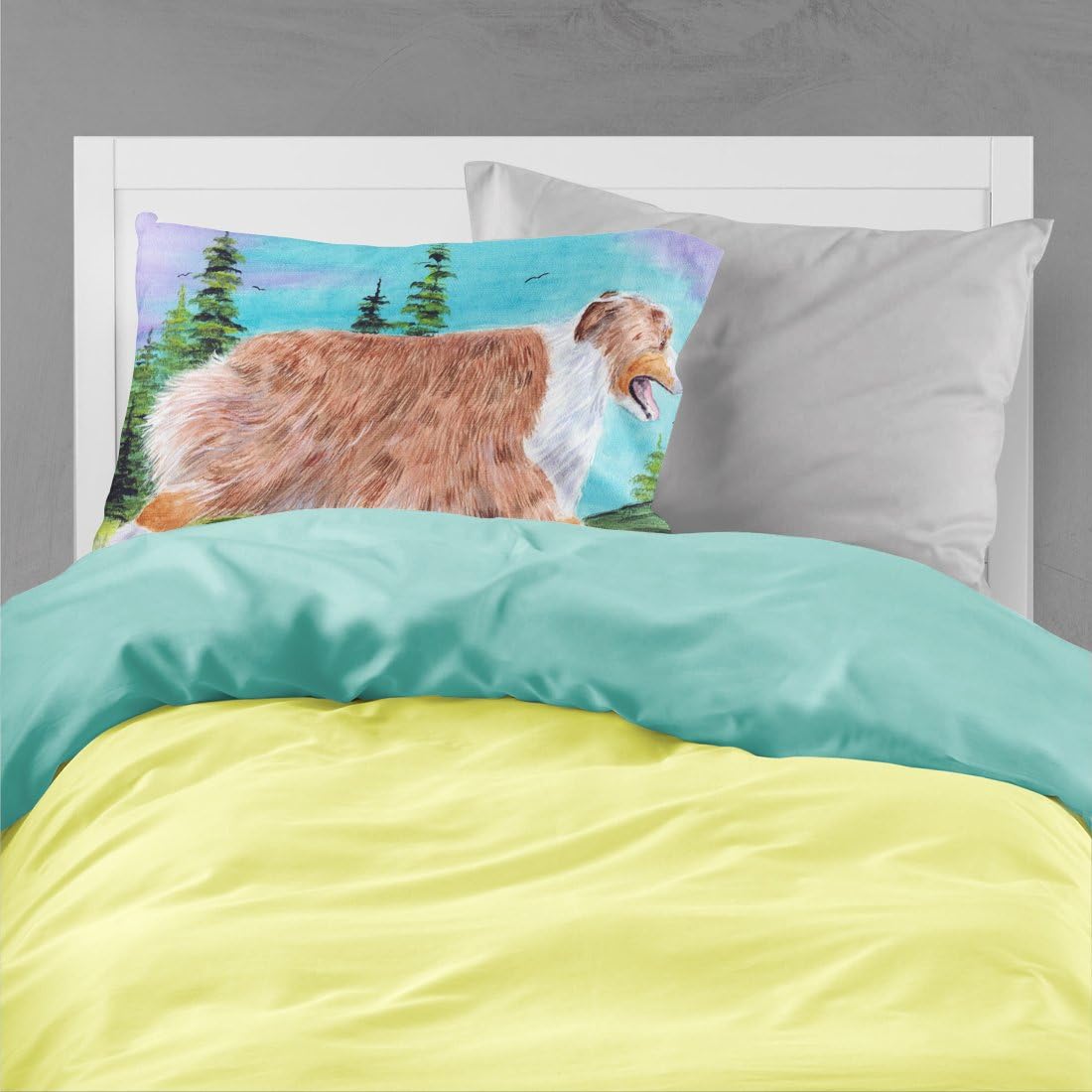 Caroline's Treasures SS8423PILLOWCASE Australian Shepherd Fabric Standard Pillowcase Lightweight Super Soft Easy Care Decorative Artwork Pillowcase, Standard image 2