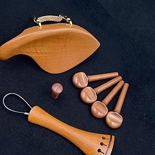 violin accessories 1 Set New 4/4 Violin Ebony/rosewood/jujube Wood Accessories Fittings,Tailpiece+Tuning Pegs+Endpins+Chin Rest/Chin Holder Replacement Parts (Color : Model1)