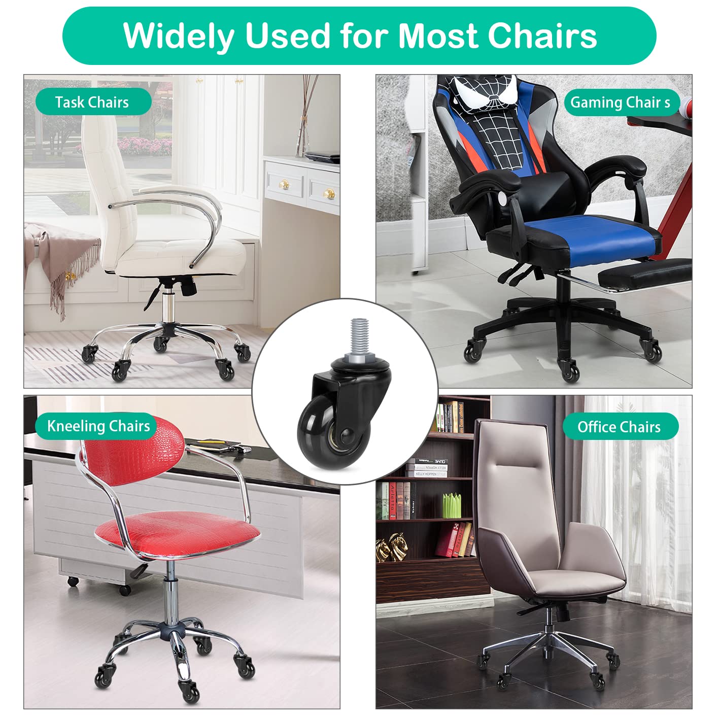 Amazon | Hirate オフィスチェア用キャスター 5個パック 3/8インチ