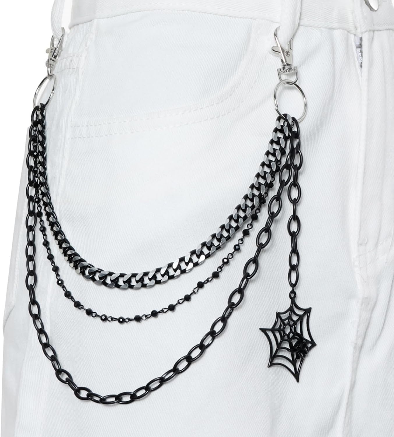 Punk Trousers Chain Gothic Spider Web Layered Chunky Pants Chain