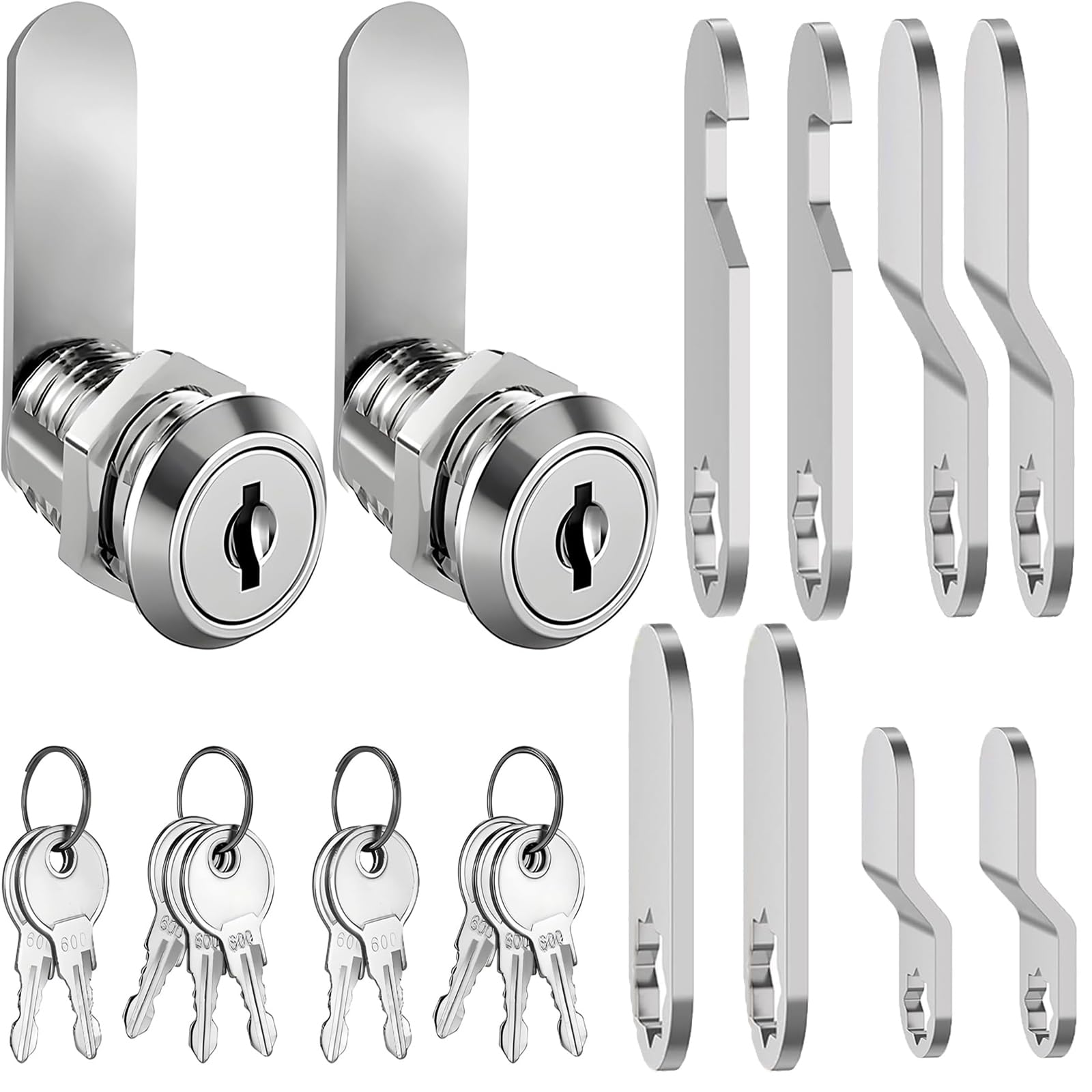 Cjkoonsa Silver 5-Keys Letterbox Lock Plate 2-Piece Set,16Mm Security Mailbox Lock,With Keys And Locks Plates For Cabinet, Cupboard, Mailbox, Drawer And Post Box
