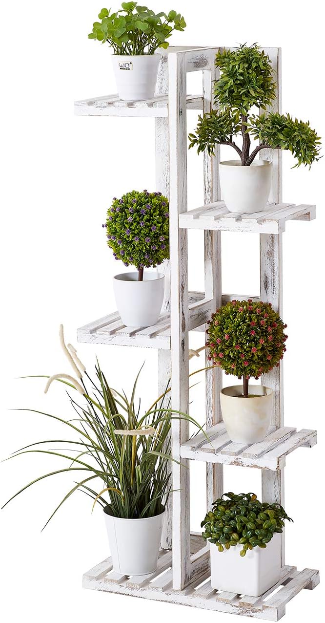 RHF Plant Stand, 5 Tier 6 Potted Flower Pot Rack, Multiple Flower Pot Holder, Vertical Plant Shelf Planter Display Shelving Unit for Patio Garden Corner Balcony Living Room